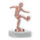 Coppa in metallo con figura di calciatore in bronzo su base di marmo bianco 12,3 cm