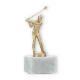 Trophy metal figure golf men gold metallic on white marble base 16,6cm