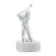 Troféu figura metálica homens golfe prata metálica sobre base de mármore branco 15,6cm