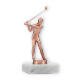 Trophy metal figure golf men bronze on white marble base 14,6cm