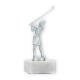 Trofeo de metal figura de golf damas plata metálica sobre base de mármol blanco 15,5cm