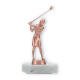 Troféu figura metálica de golf ladies bronze sobre base de mármore branco 14,5cm