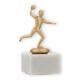 Trophy metal figure handball player goldmetallic on white marble base 13,0cm