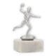Trophy metal figure handball player silvermetallic on white marble base 12,0cm