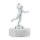 Trofeo figura metal balonmano femenino plata metalizado sobre base marmol blanco 12.1cm