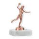 Trophy metal figure female handball bronze on white marble base 11,1cm