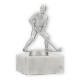 Trophy metal figure field field hockey silver metallic on white marble base 11,5cm