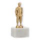 Trophy metal figure judo fighter gold metallic on white marble base 15.5cm