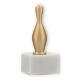 Trophy metal figure cone gold metallic on white marble base 14,4cm