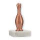 Trophy metal figure cone bronze on white marble base 12,4cm