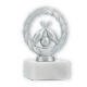 Trophy metal figür çelenk külahı beyaz mermer kaide üzerinde gümüş metalik 12,2 cm