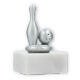 Trophy metal figure cone and ball silver metallic on white marble base 10,0cm