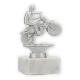 Trophy metal figure motorcycle silvermetallic on white marble base 13,2cm