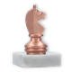 Troféu figura metálica bronze xadrez cavaleiro sobre base de mármore branco 10,0cm