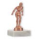 Troféu figura metálica de bronze de nadador sobre base de mármore branco 11,5cm