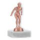 Coppa in metallo con figura di nuotatore in bronzo su base di marmo bianco 11,8 cm