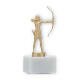 Trophy metal figure archer gold metallic on white marble base 17,0cm