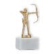 Trophy metal figure archer gold metallic on white marble base 16,0cm