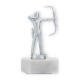 Coupe Figurine en métal archer argenté métallique sur socle en marbre blanc 15,0cm