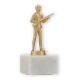 Trophy metal figure Trapshooter gold metallic on white marble base 15,0cm