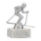 Trophy metal figure Alpine skiing silver metallic on white marble base 12,0cm