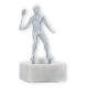 Trophy metal figure squash men silver metallic on white marble base 13,0cm