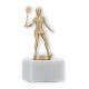 Trophy metal figure squash ladies gold metallic on white marble base 14,0cm