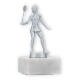 Trophy metal figure squash ladies silver metallic on white marble base 13,0cm