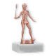 Trophy metal figure squash ladies bronze on white marble base 12,0cm