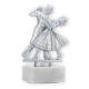 Coupe Figurine en métal Couple de danseurs argent métallique sur socle en marbre blanc 15,0cm
