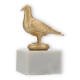 Coppa in metallo con figura di colomba oro metallizzato su base di marmo bianco 12,0cm