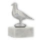 Beker metalen figuur duif zilver metallic op wit marmeren voet 11,0cm