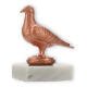 Trophy metal figure dove bronze on white marble base 10,0cm