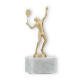 Coupe Figurine en métal Tennis hommes or métallique sur socle en marbre blanc 17,0cm