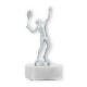 Coupe Figurine en métal Tennis hommes argent métallique sur socle en marbre blanc 16,0cm