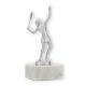 Trophy metal figure tennis ladies silver metallic on white marble base 16,0cm