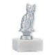 Trophy metal figure cats silver metallic on white marble base 12.5cm