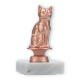 Trophy metal figure cats bronze on white marble base 11,5cm