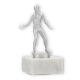 Trophy metal figure table tennis men silver metallic on white marble base 13,0cm