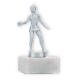 Beker metalen figuur tafeltennis dames zilver metallic op wit marmeren voet 13,0cm