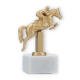 Trophy metal figure jumper gold metallic on white marble base 15,5cm