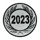 Emblema in alluminio goffrato argento 50 mm - anno 2023