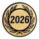 Aluemblem geprägt gold 50mm - Jahreszahl 2026