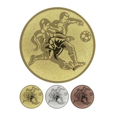 Embossed aluminum emblem - soccer duel