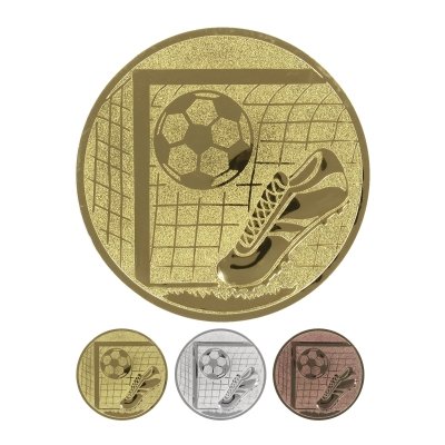 Embossed aluminum emblem - soccer goal
