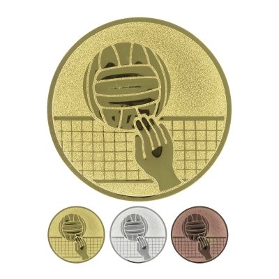 Embossed aluminum emblem - volleyball neutral