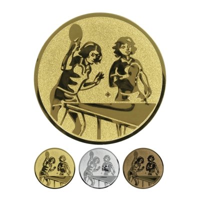 Aluemblem geprägt - Tischtennis Doppel Damen