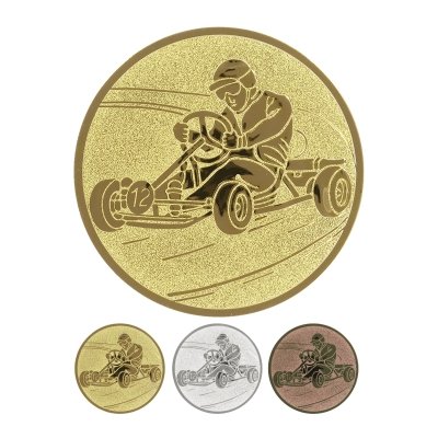 Emblema in alluminio in rilievo - Go-Kart vecchio