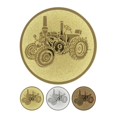 Embossed aluminum emblem - vintage tractor