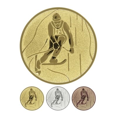 Emblema in alluminio goffrato - Slalom con gli sci